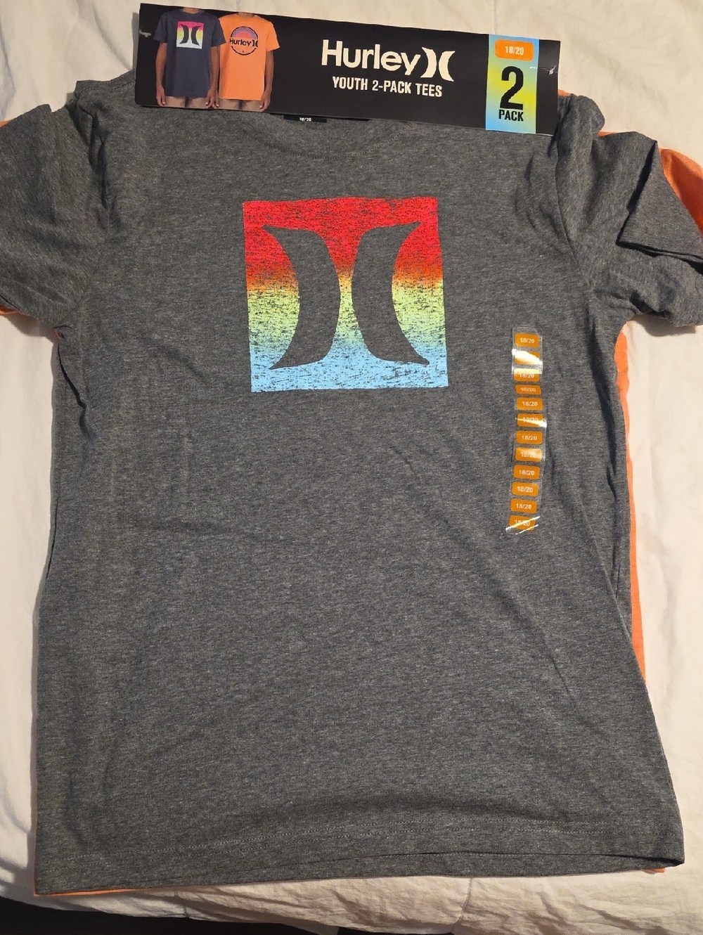 Hurley Boys' Gray Graphic Logo Tee - Gray/Multicolor